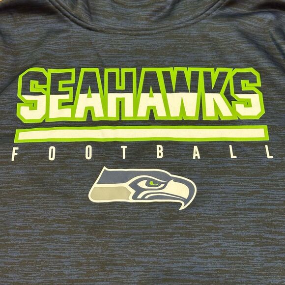 NFL Team Apparel Seattle Seahawks Hoodie Sweatshirt Navy Blue and Green | Adult - Picture 6 of 11